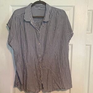 Old Navy Blue/Black and White Striped Blouse